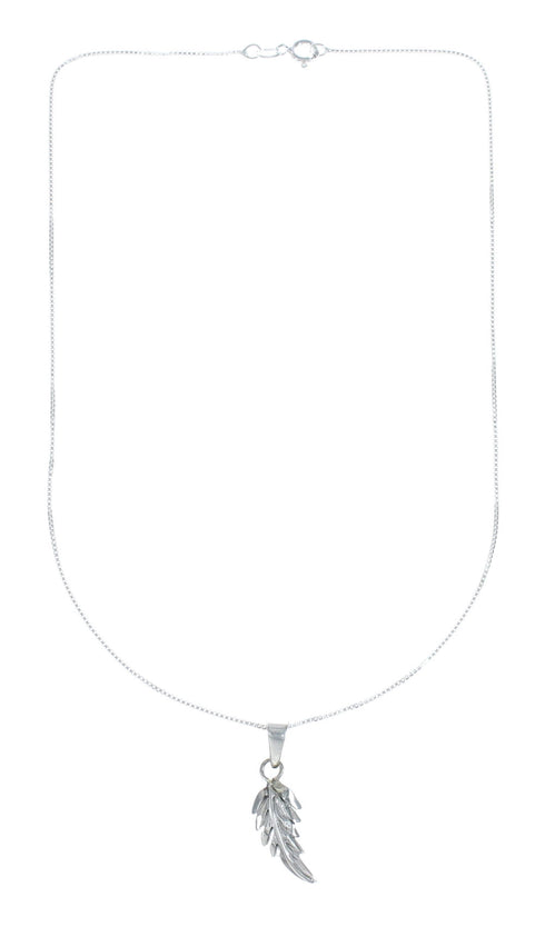 Navajo Sterling Silver Leaf Pendant 16" Box Italian Chain Necklace Set X10686